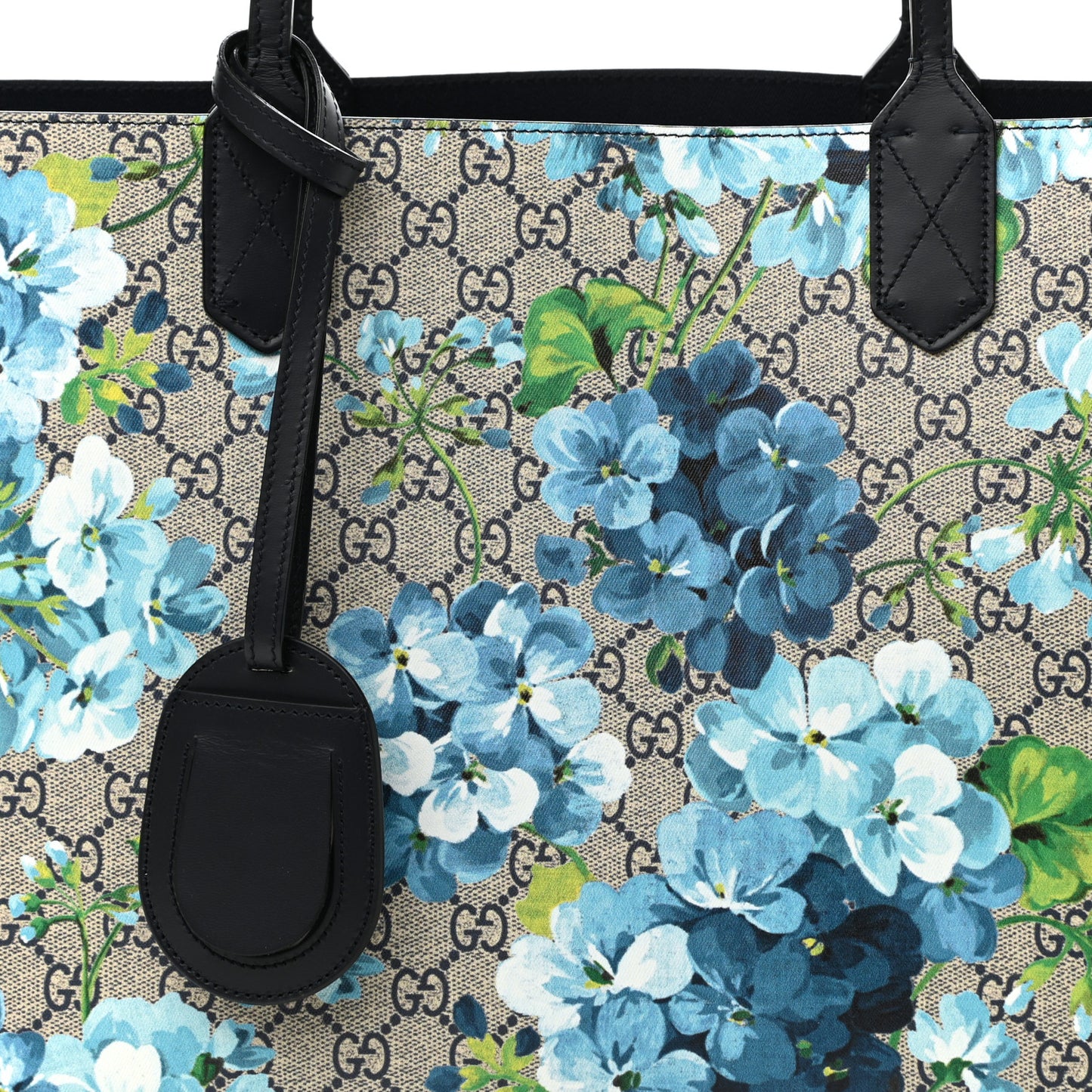 GG Supreme Monogram Blooms Medium Reversible Tote Beige Blue Navy