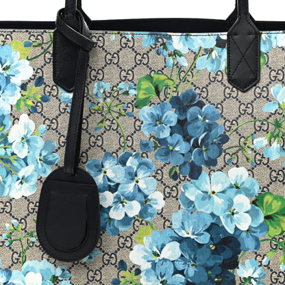 Gucci GG Supreme Monogram Blooms Medium Reversible Tote Beige Blue Navy 10 of 16