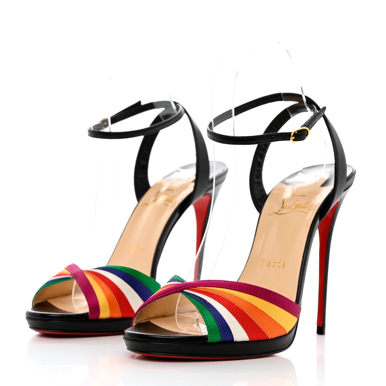 Christian Louboutin Shiny Nappa Naseeba 120 Sandals 38.5 Multicolor Black 3 of 11