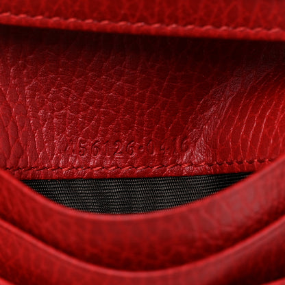 Gucci Pebbled Calfskin GG Marmont Card Case Hibiscus Red 8 of 11
