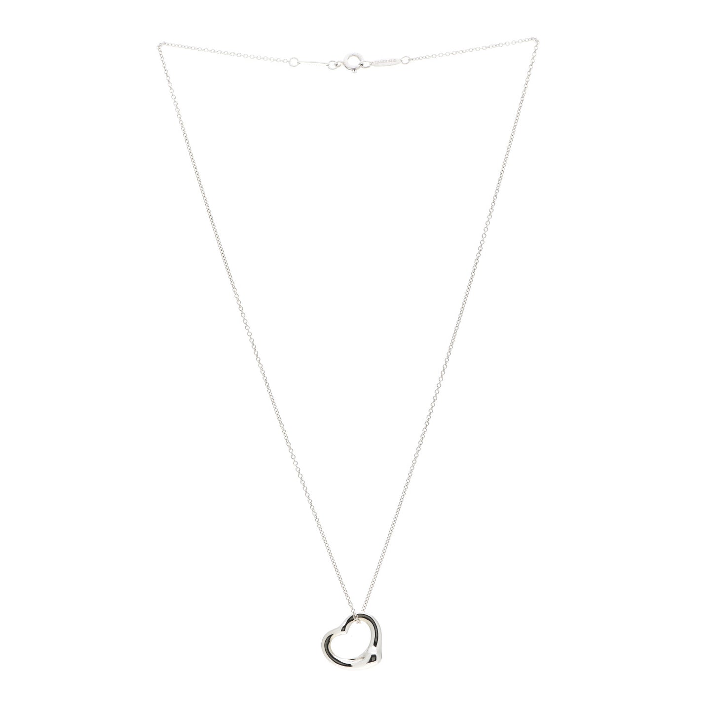 Sterling Silver 16mm Elsa Peretti Open Heart Pendant Necklace