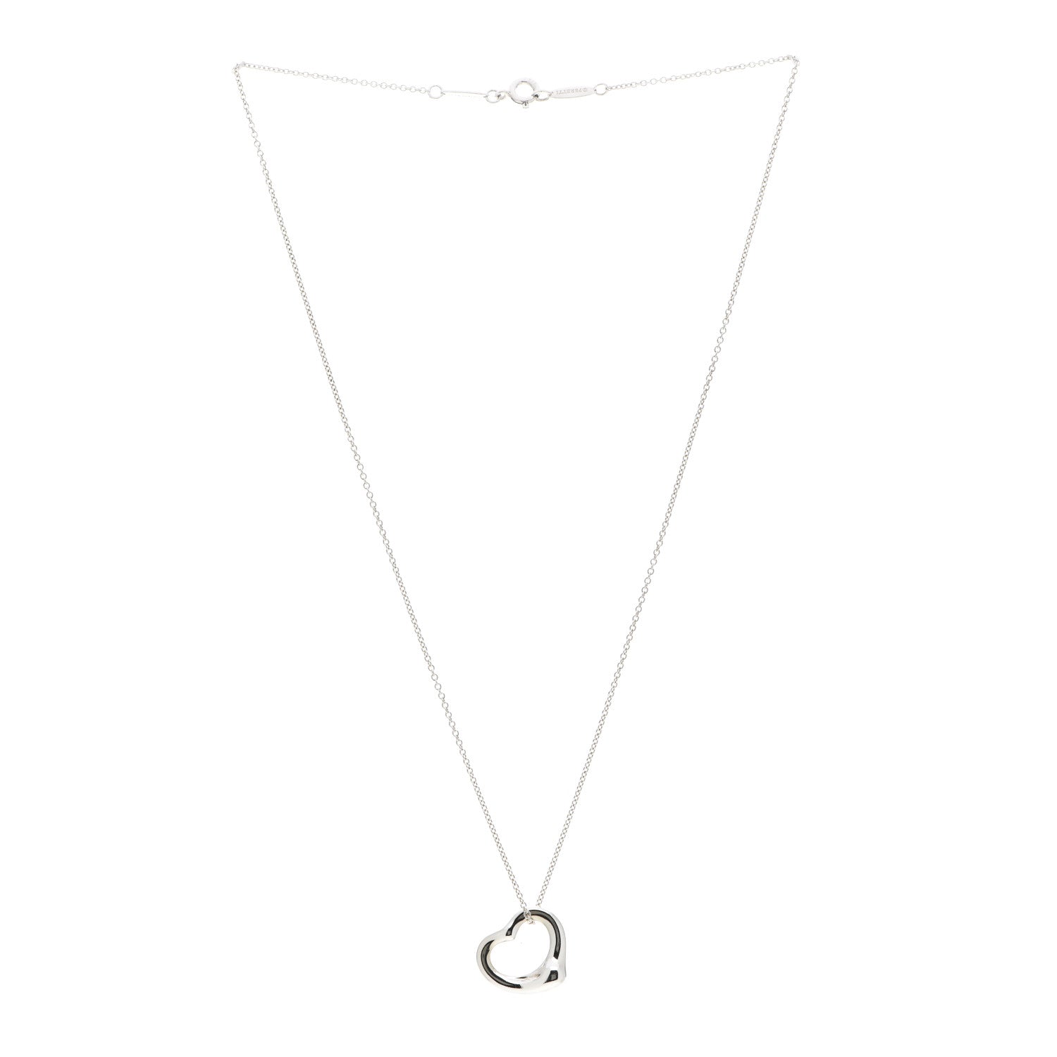 Tiffany Sterling Silver 16mm Elsa Peretti Open Heart Pendant Necklace 3 of 4