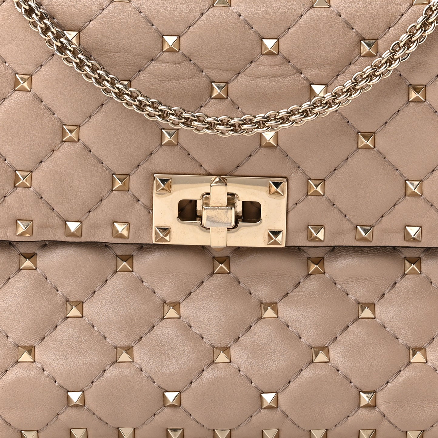 Nappa Medium Rockstud Spike Shoulder Bag Poudre