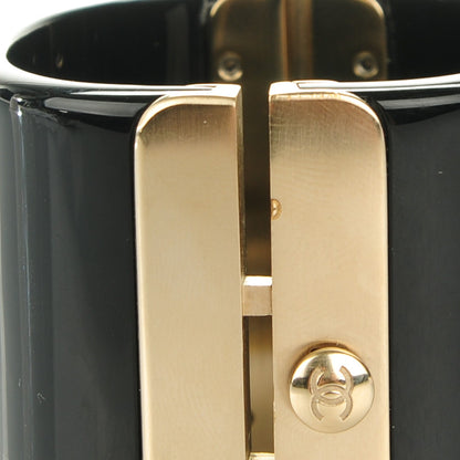 Chanel Resin Crystal Pearl CC Cuff Black 5 of 7