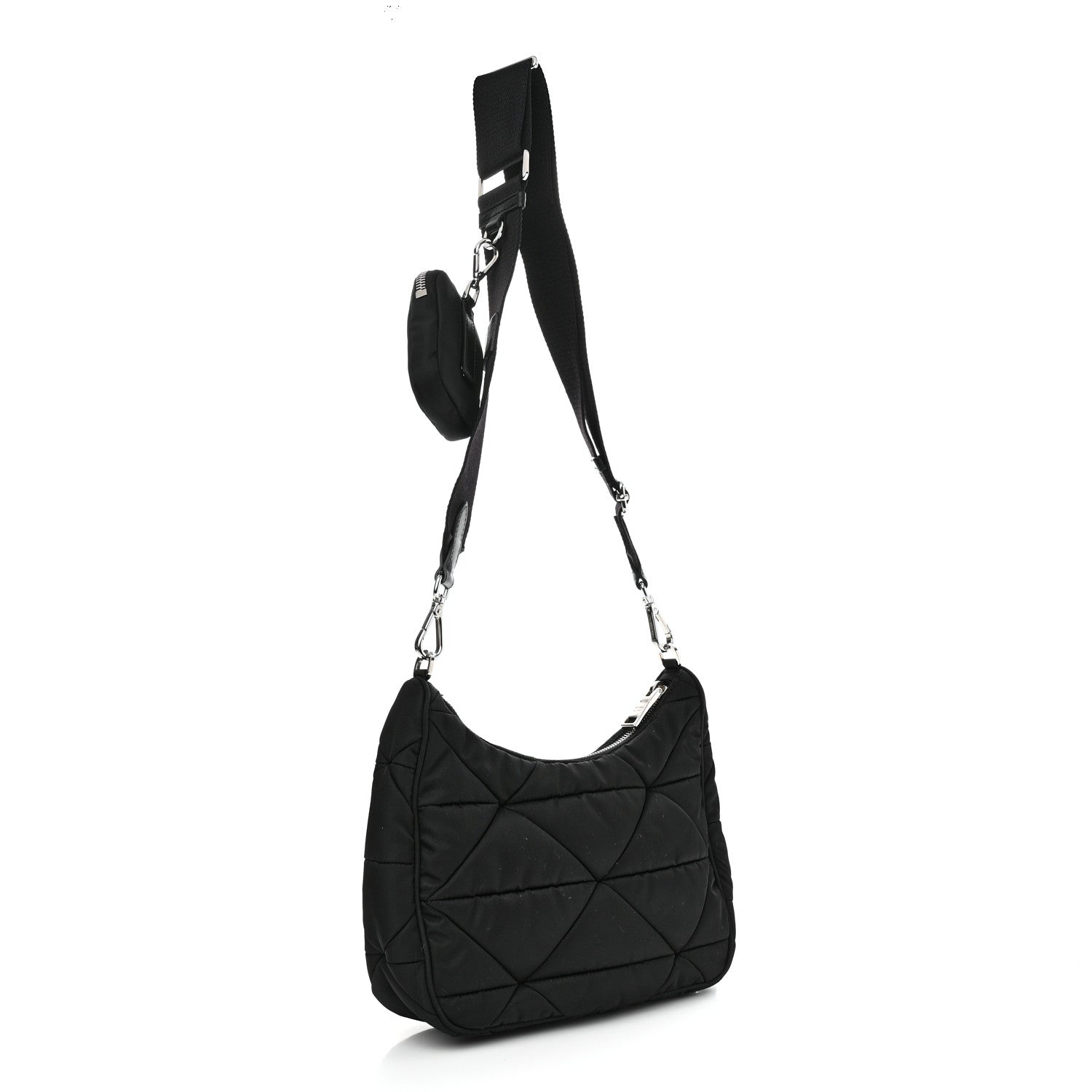 Prada Re-Nylon Triangle Padded Patchwork Shoulder Bag Black 4 of 11