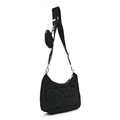 Prada Re-Nylon Triangle Padded Patchwork Shoulder Bag Black 4 of 11