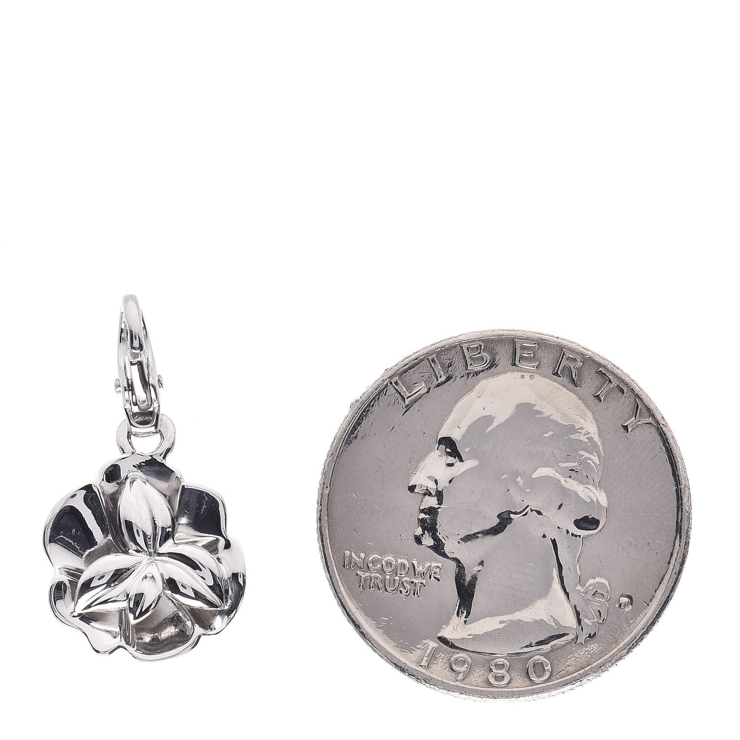 Chanel 18K White Gold Camellia Flower Charm 2 of 4