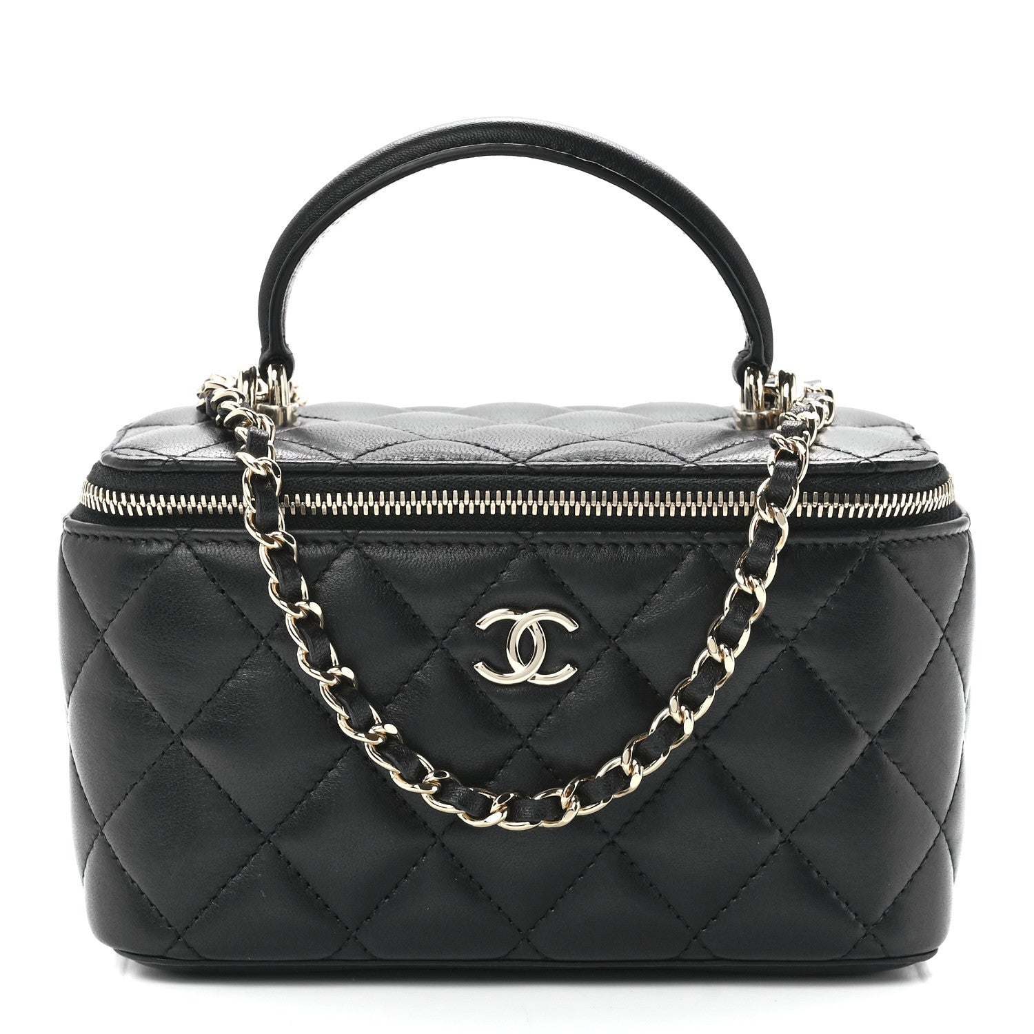 Chanel Lambskin Quilted Small Top Handle Vanity Case With Chain Black 1 of 13