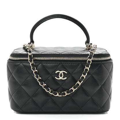 Chanel Lambskin Quilted Small Top Handle Vanity Case With Chain Black 1 of 13