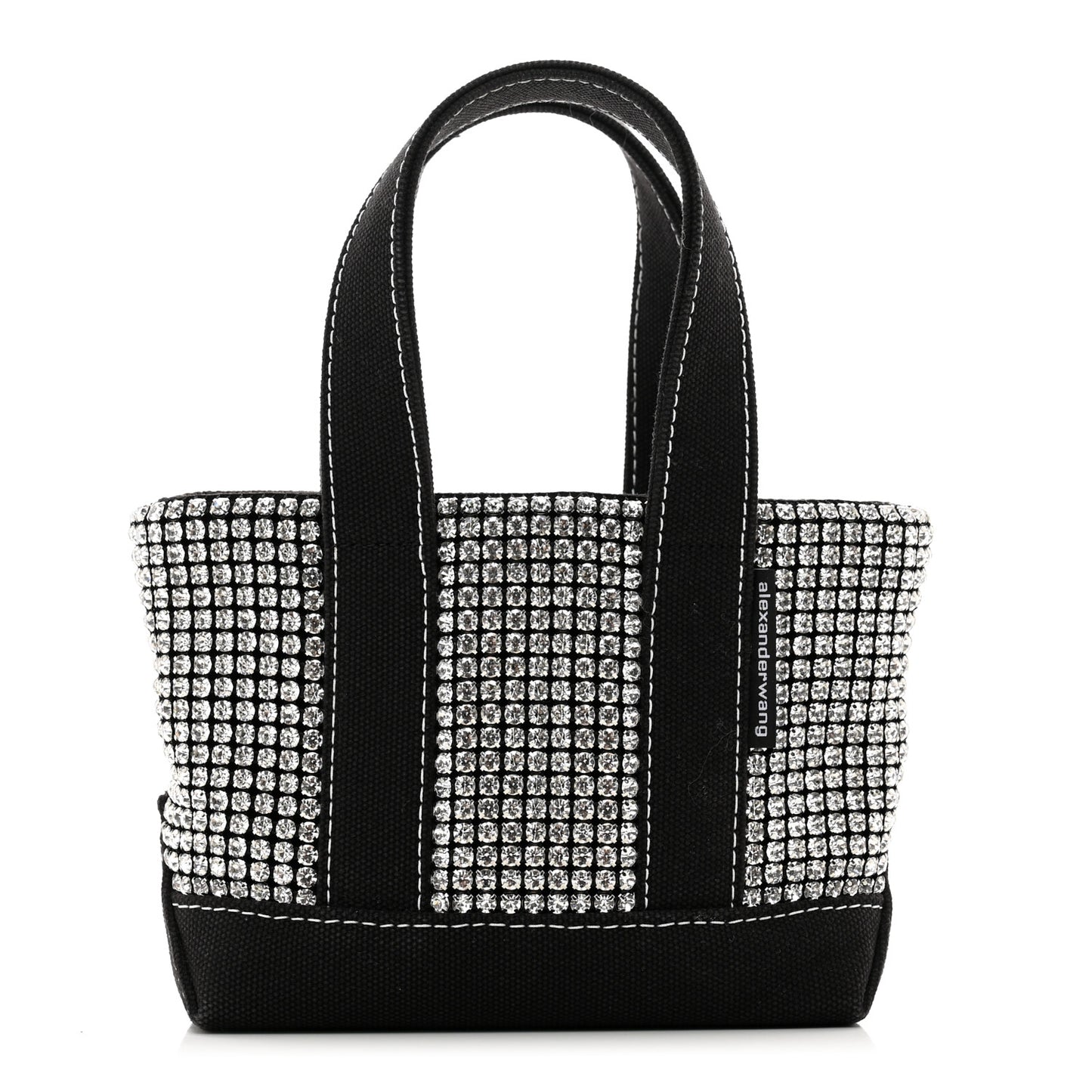 Mesh Crystal Rhinestone Mini Crusier Tote Black Silver