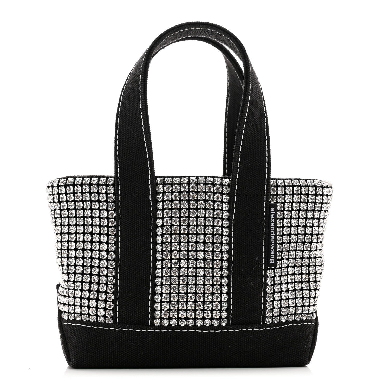 Alexander Wang Mesh Crystal Rhinestone Mini Crusier Tote Black Silver 1 of 10