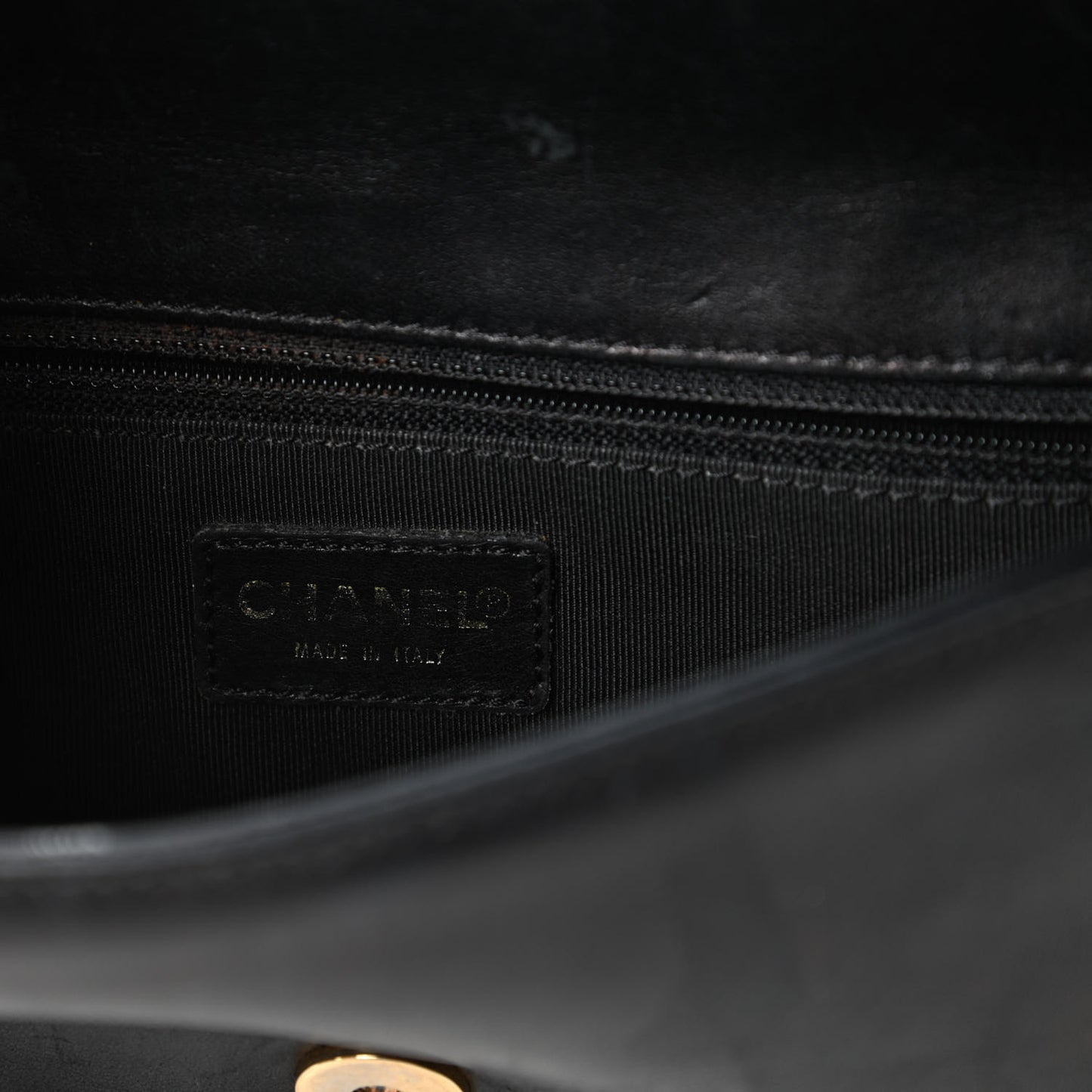 Lambskin Quilted CC Chocolate Bar Flap Black