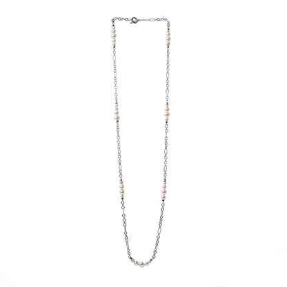 David Yurman Sterling Silver 18K Yellow Gold Multi Pearl Figaro Chain Necklace 3 of 4