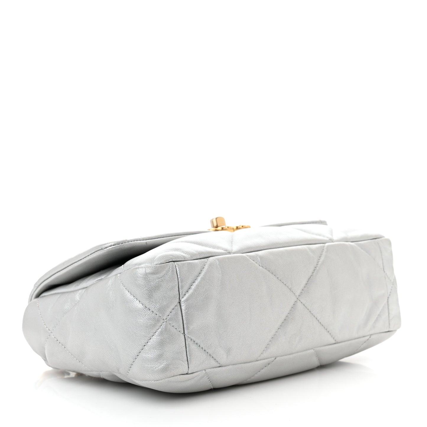 Metallic Goatskin Quilted Medium Chanel 19 Flap Silver