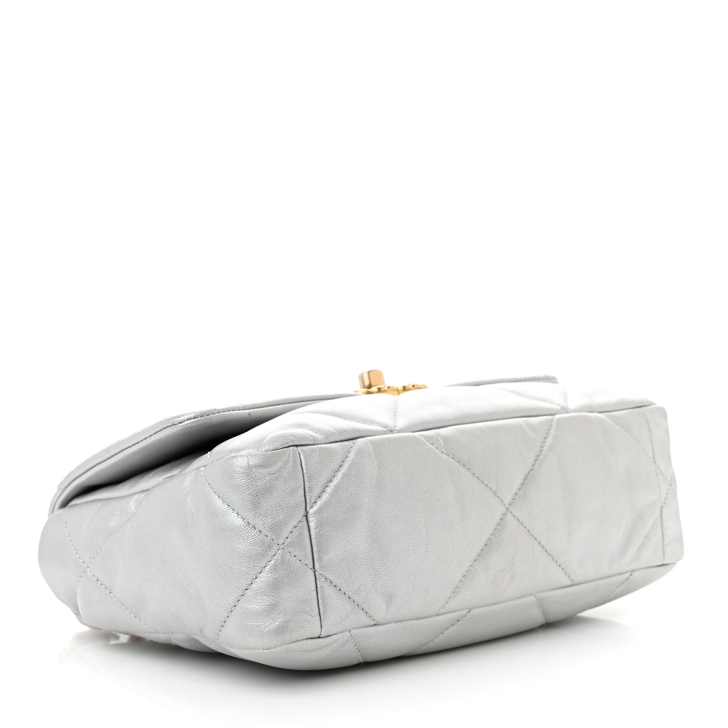 Chanel Metallic Goatskin Quilted Medium Chanel 19 Flap Silver 5 of 10