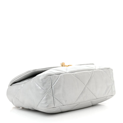 Chanel Metallic Goatskin Quilted Medium Chanel 19 Flap Silver 5 of 10