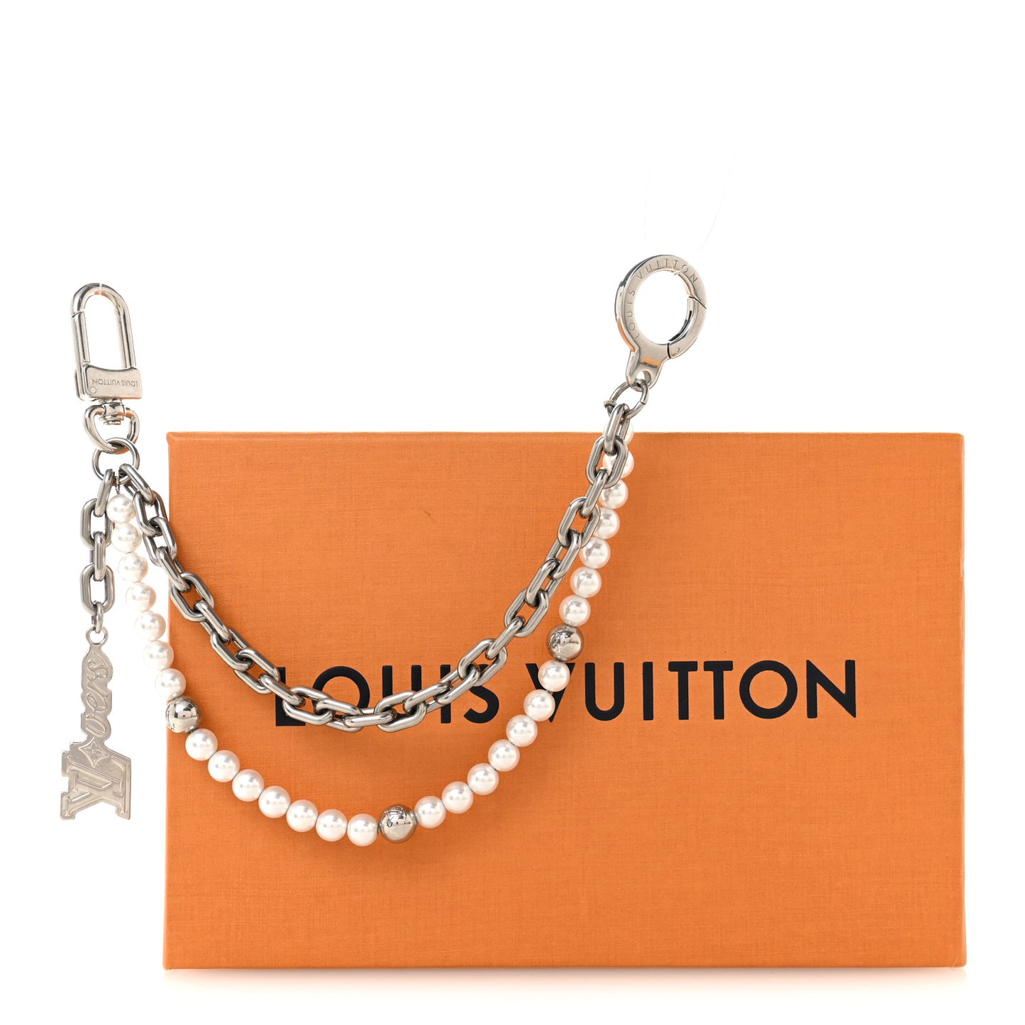 Metal Pearls Mini Chain Belt Bag Charm Silver