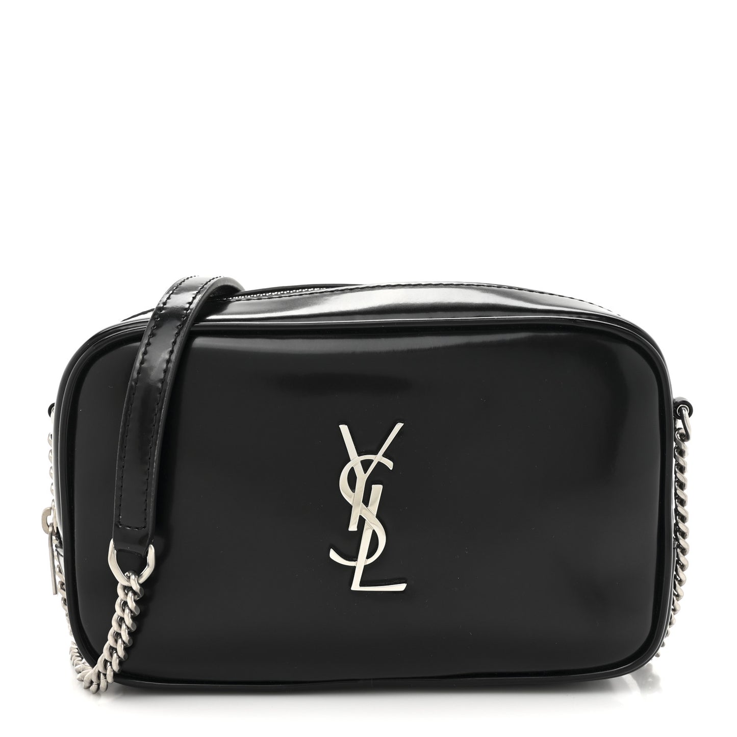 Shiny Calfskin Monogram Mini Lou Camera Bag Black