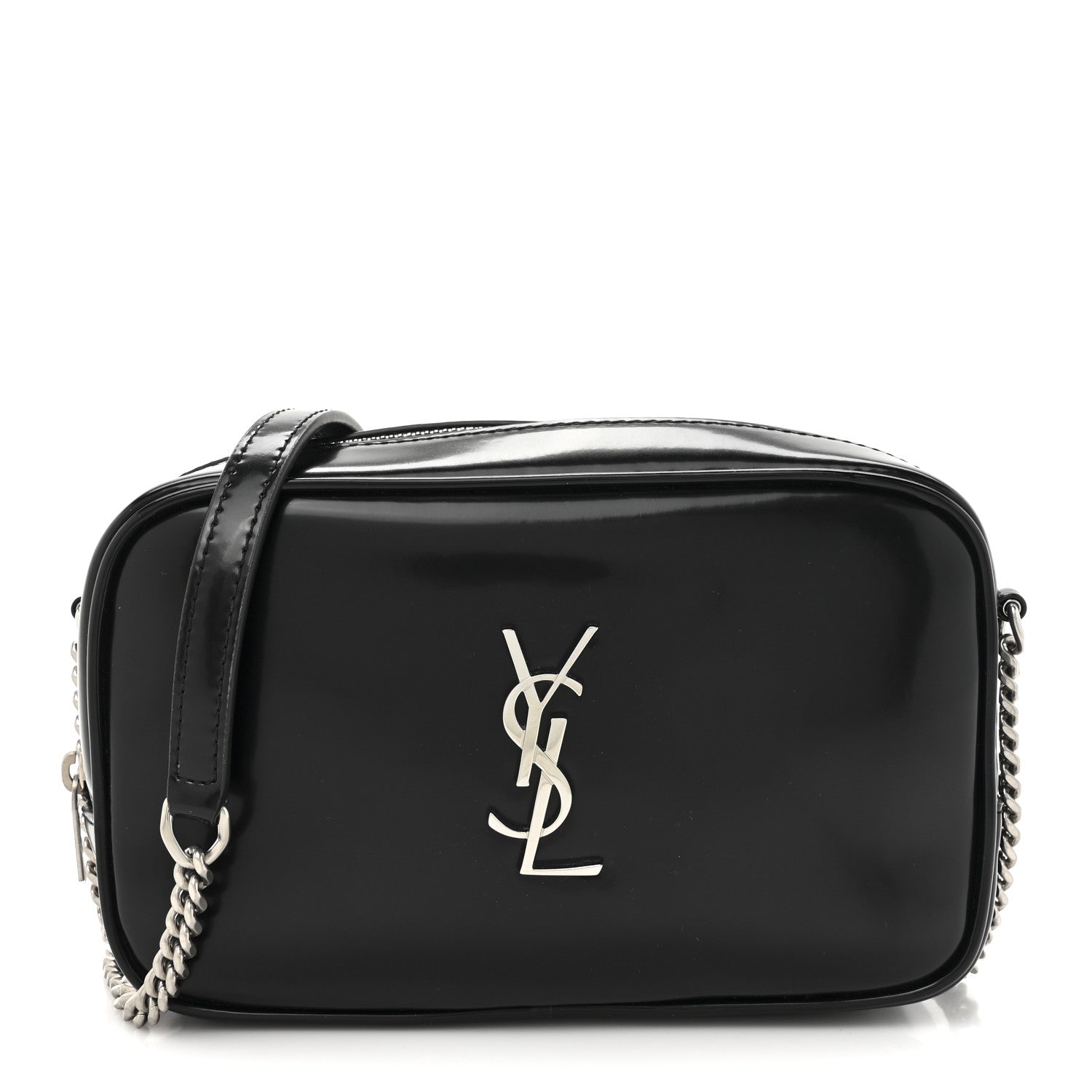 Saint Laurent Shiny Calfskin Monogram Mini Lou Camera Bag Black 1 of 10