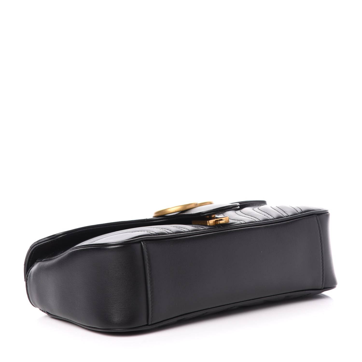 Gucci Calfskin Matelasse Small GG Marmont Shoulder Bag Black 4 of 12