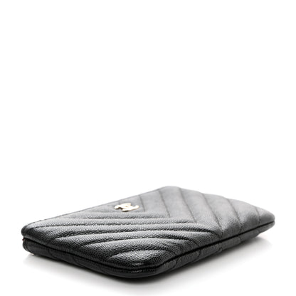 Chanel Caviar Chevron Quilted Small Cosmetic Case Black 4 of 7