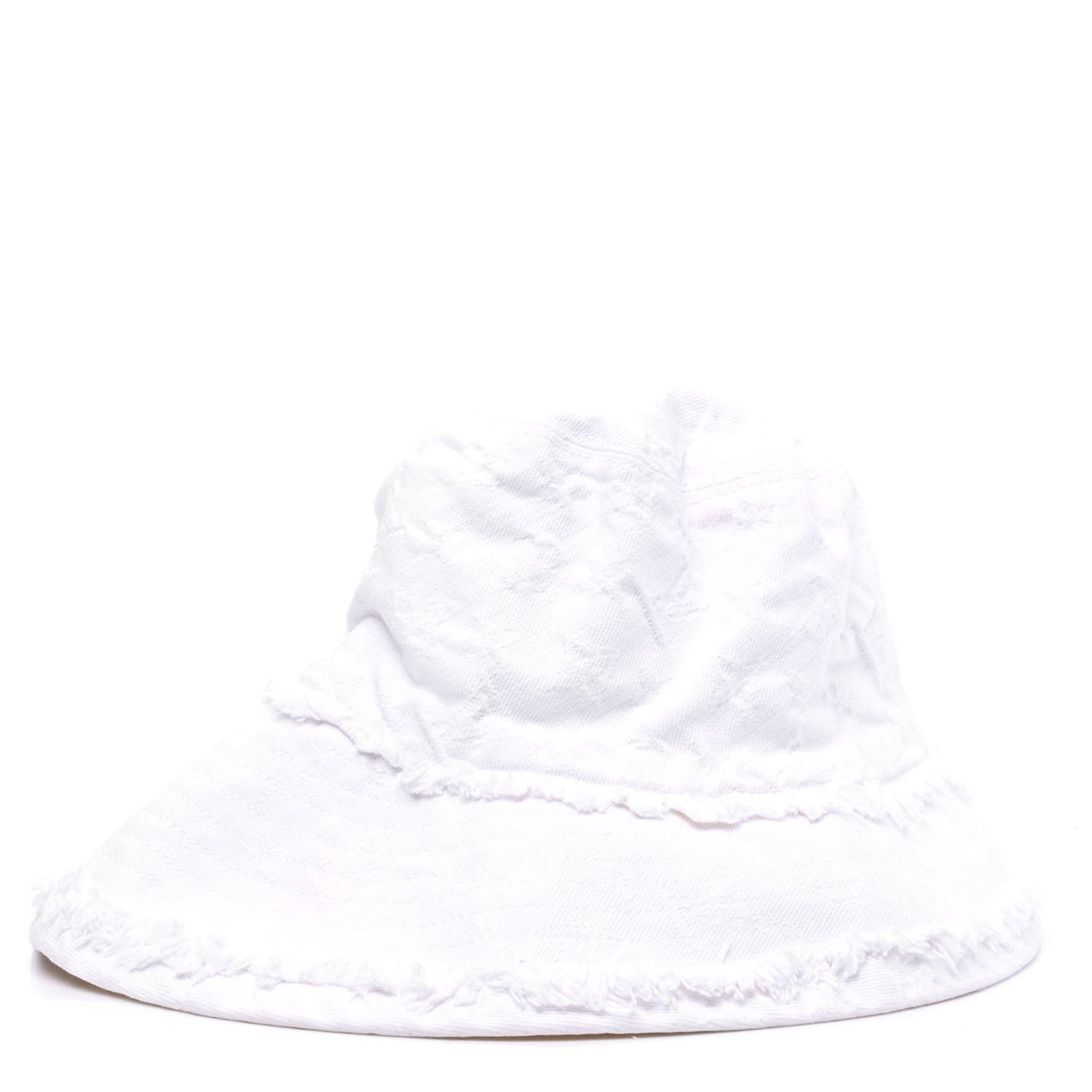 Monogram Denim Fringe Bucket Hat L White
