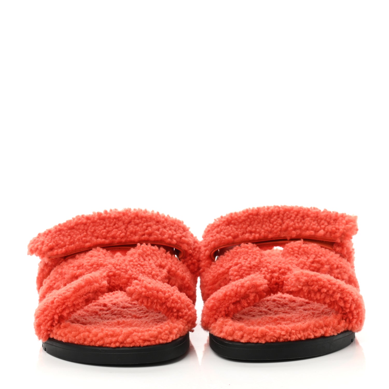 Hermes Woolskin Womens Chypre Sandals 38.5 Orange 2 of 8