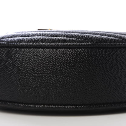 Saint Laurent Grain De Poudre Matelasse Chevron Quilted Round Vinyle Camera Bag Black 6 of 8