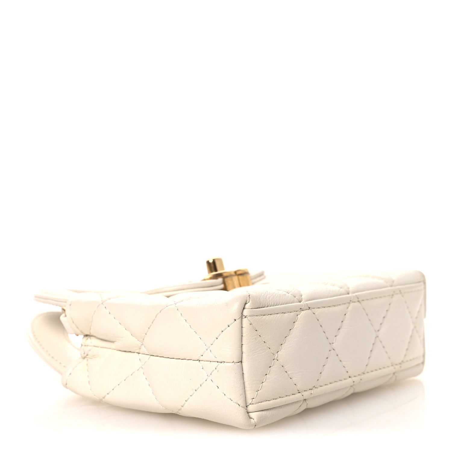 Chanel Shiny Aged Calfskin Quilted Mini Nano Kelly Shopper White 4 of 12