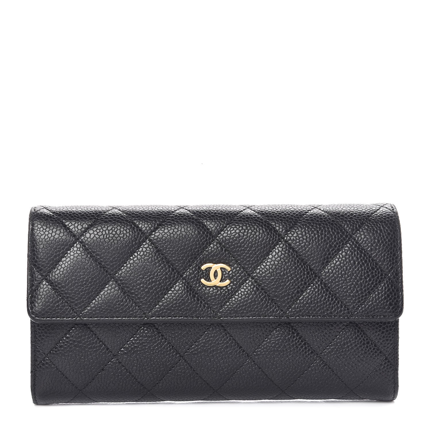 Chanel Caviar Quilted Large Gusset Flap Wallet Black 1 of 12