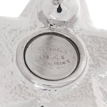 Chanel Crystal CC Star Earrings Silver 4 of 4