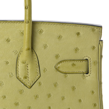 Hermes Ostrich Birkin 30 Vert Anis 12 of 29