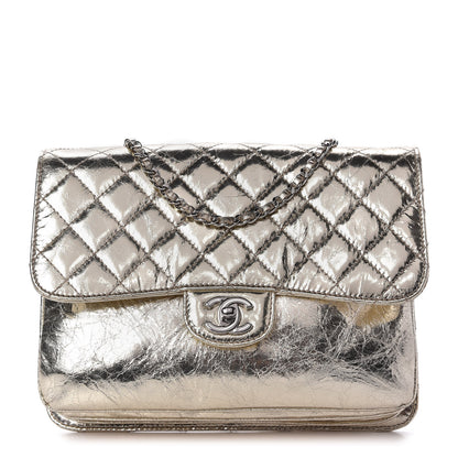 Chanel Metallic Crackled Calfskin Medium Clam's Pocket Flap Gold 1 of 13