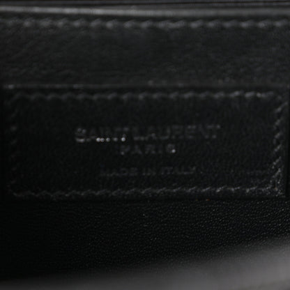 Saint Laurent Grain De Poudre Textured Mixed Matelasse Triquilt Medium Monogram Satchel Black 6 of 11