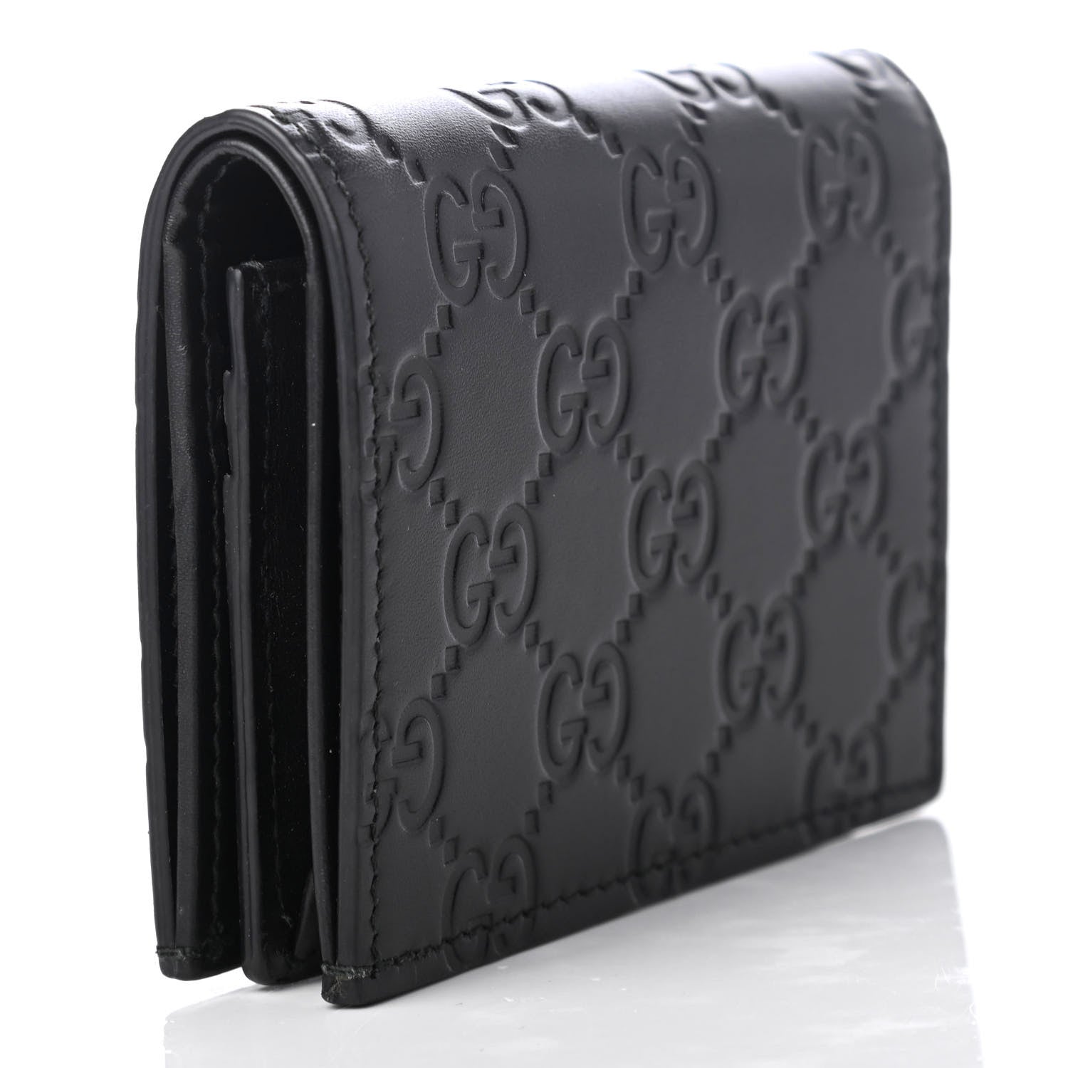 Gucci Guccissima Card Case Wallet Black 3 of 8
