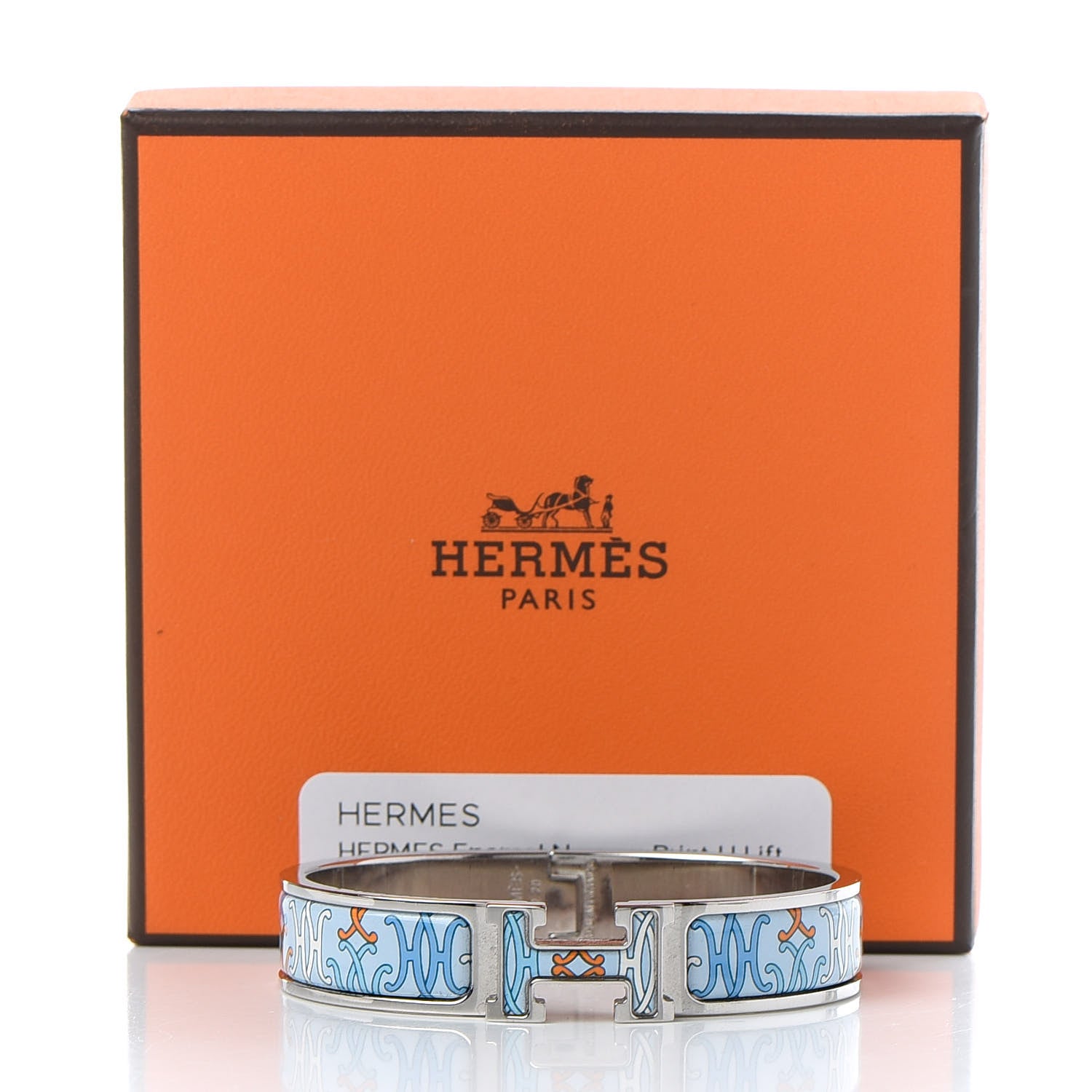 Hermes Enamel Narrow Print H Lift Clic Clac H Bracelet PM Orange Blue 7 of 7