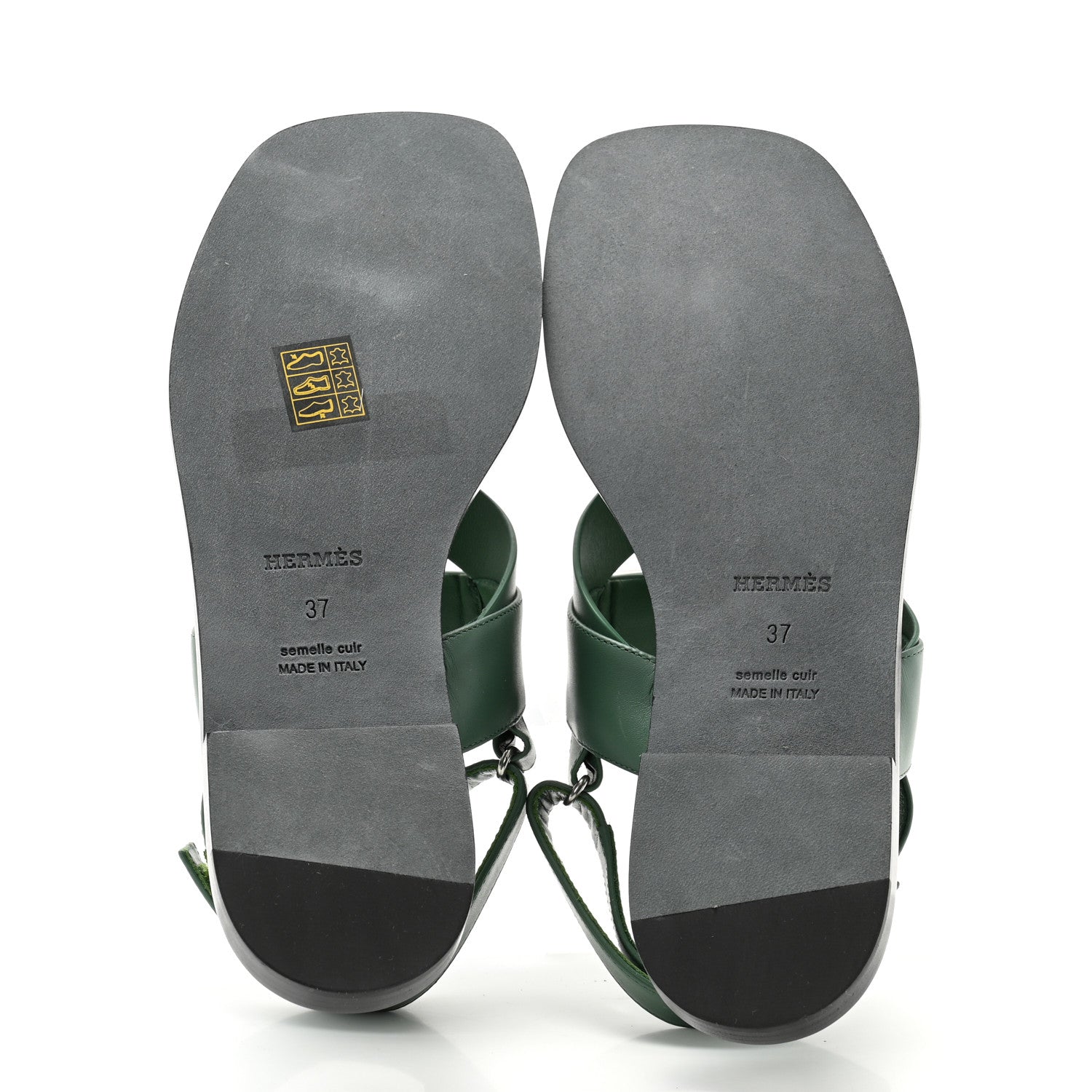 Hermes Calfskin Womens Ines Sandals 37 Vert Lierre 5 of 8