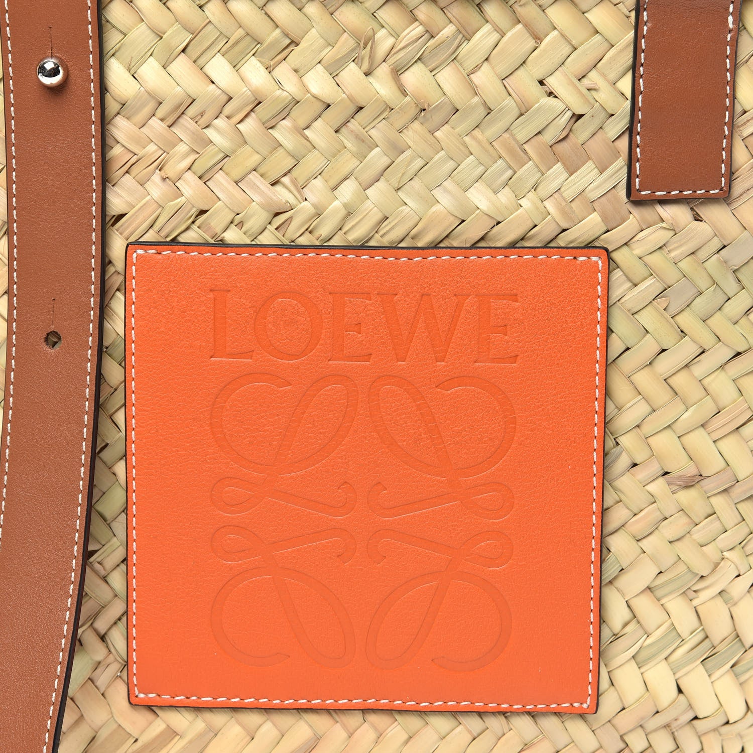 Loewe Raffia Basket Tote Bag Natural Tan Orange 7 of 10