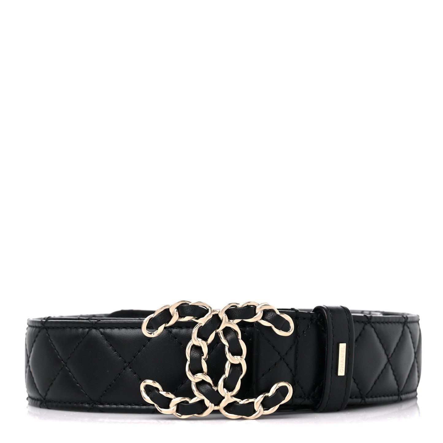 Calfskin Quilted CC Chain Belt 95 38 Black