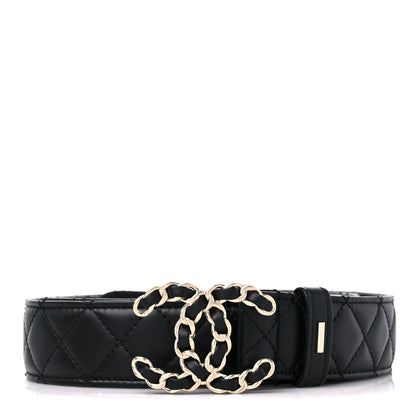 Chanel Calfskin Quilted CC Chain Belt 95 38 Black 1 of 5