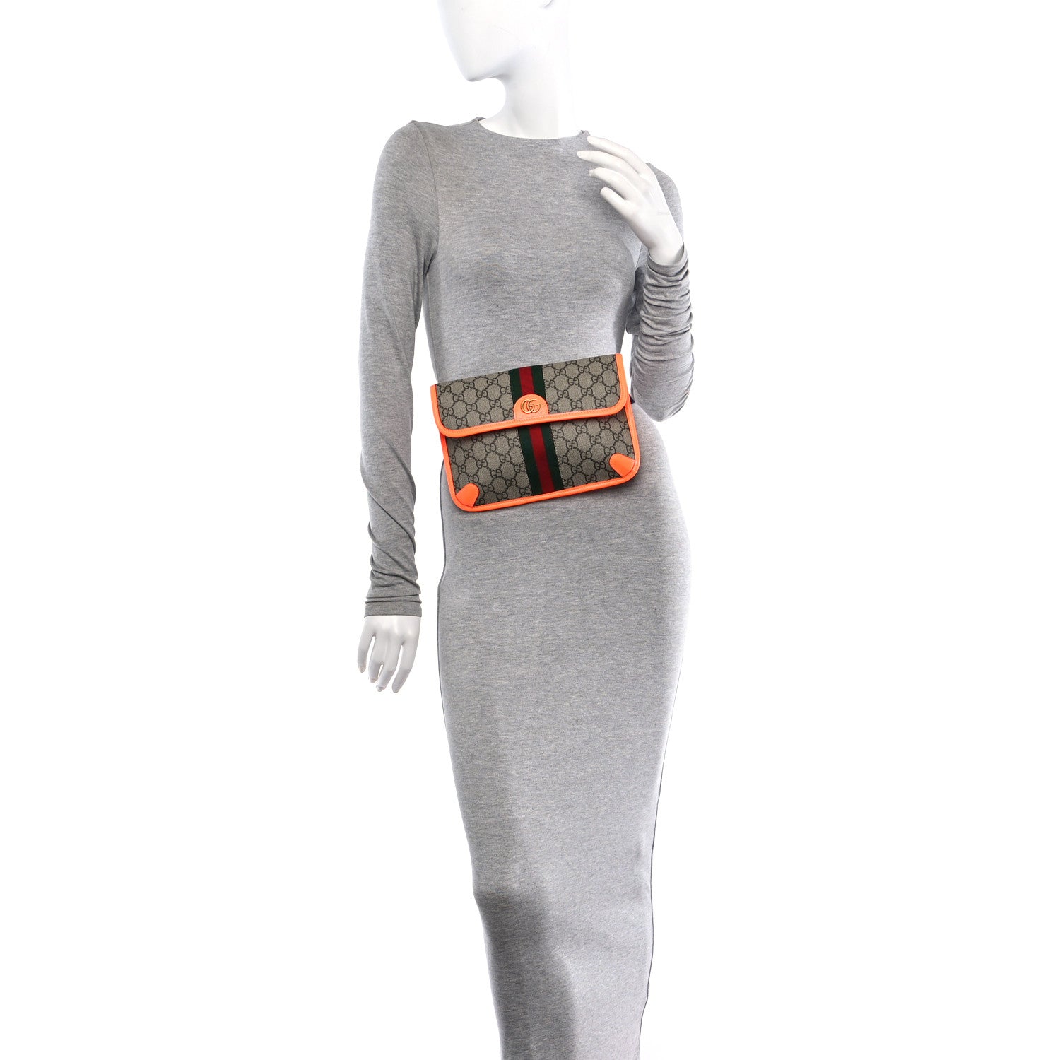 Gucci GG Supreme Monogram Web Small Ophidia Belt Bag Beige Ebony Orange 2 of 13