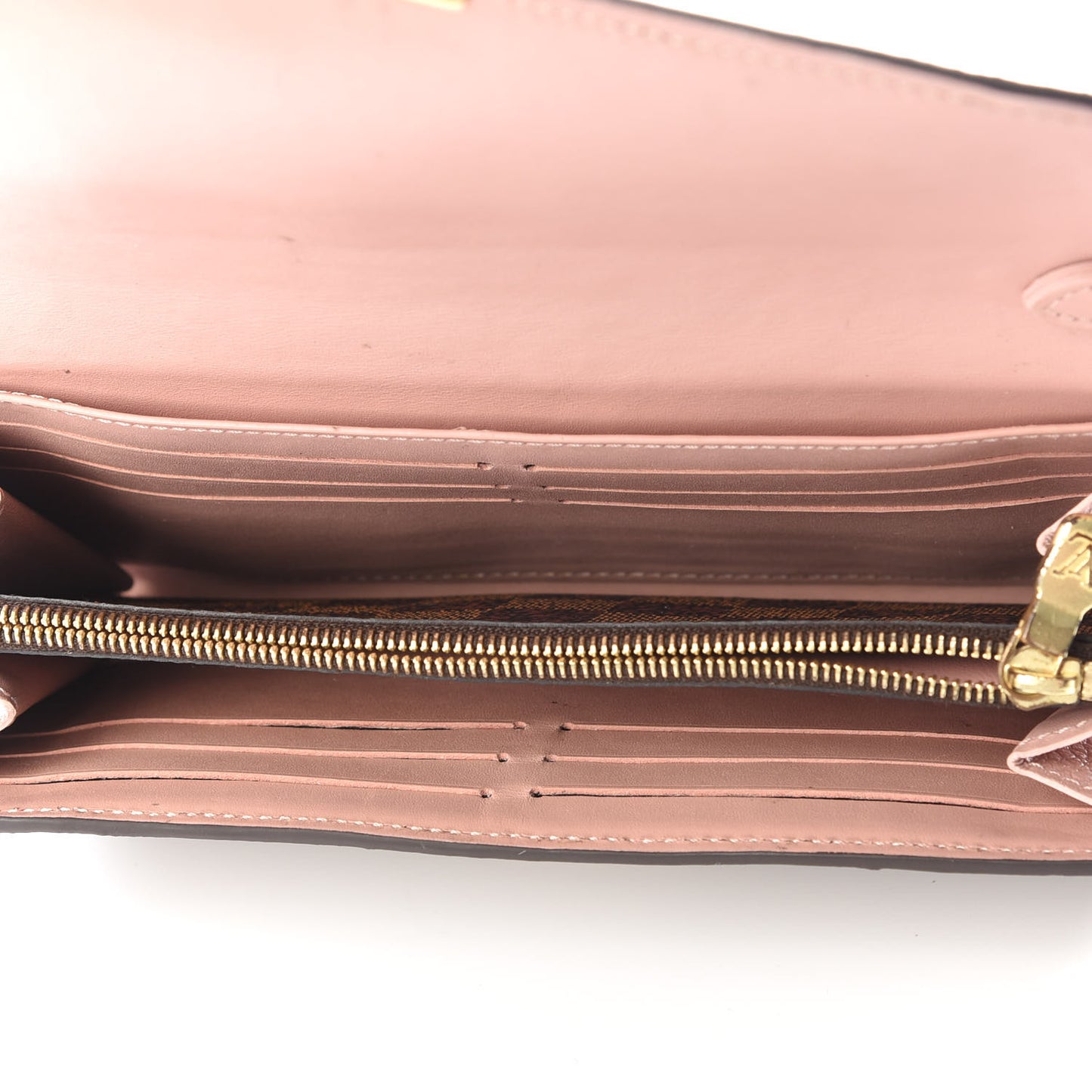 Damier Ebene Croisette Chain Wallet Rose Ballerine