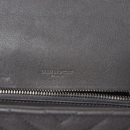 Saint Laurent Sheepskin Matelasse Chevron Monogram Medium College Bag Asphalt 6 of 10