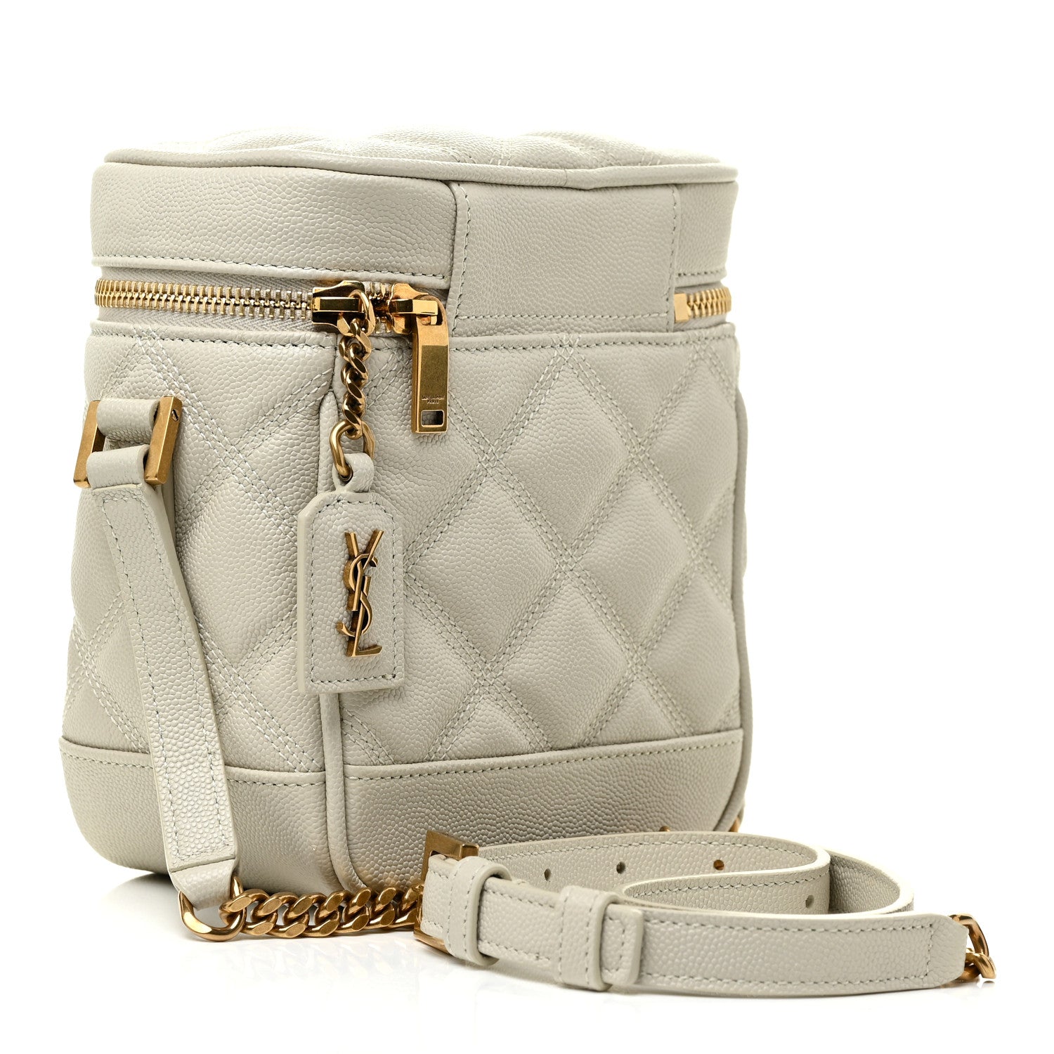 Saint Laurent Grain de Poudre Quilted 80's Vanity Bag Crema Soft 3 of 12