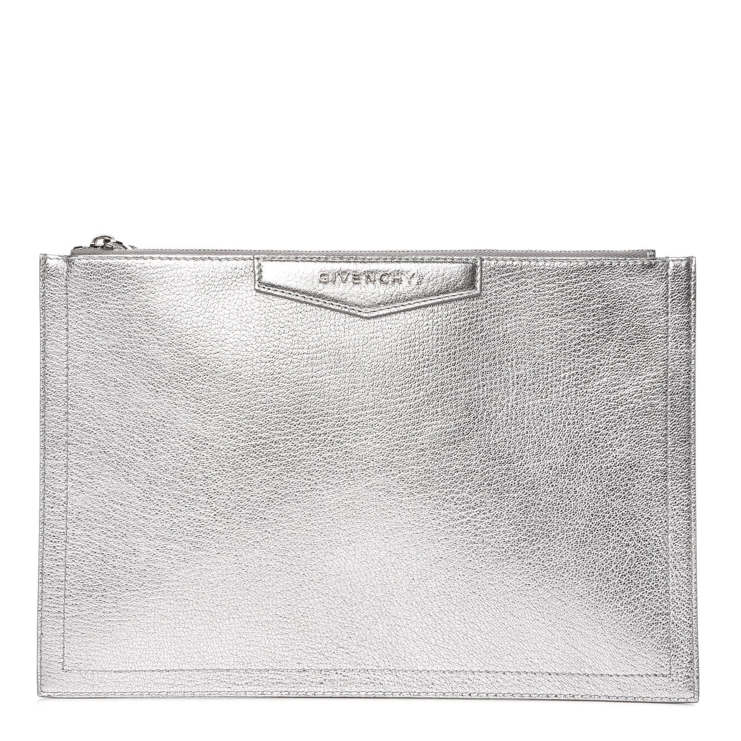 Metallic Sugar Goatskin Medium Antigona Pouch Silver