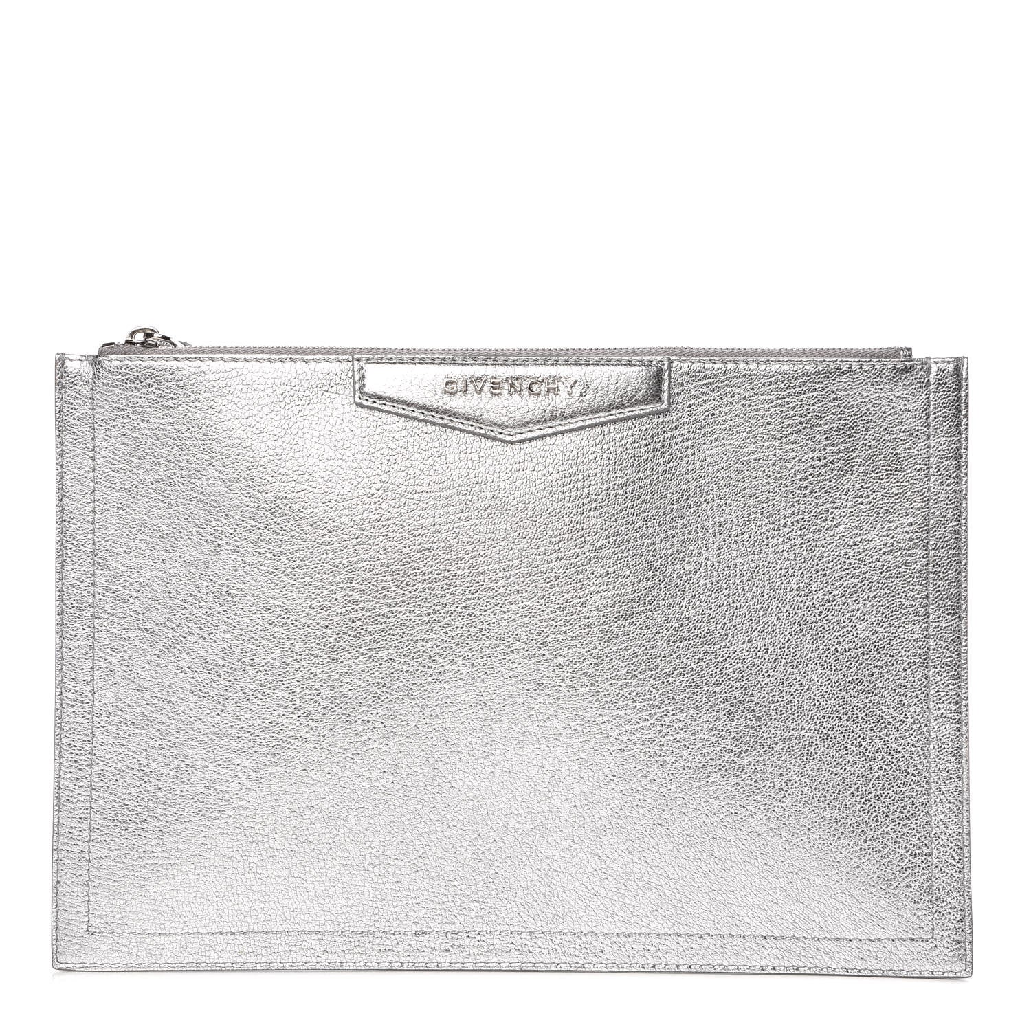 Givenchy Metallic Sugar Goatskin Medium Antigona Pouch Silver 1 of 8