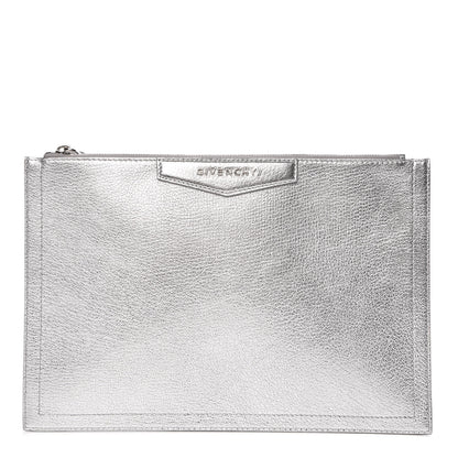 Givenchy Metallic Sugar Goatskin Medium Antigona Pouch Silver 1 of 8