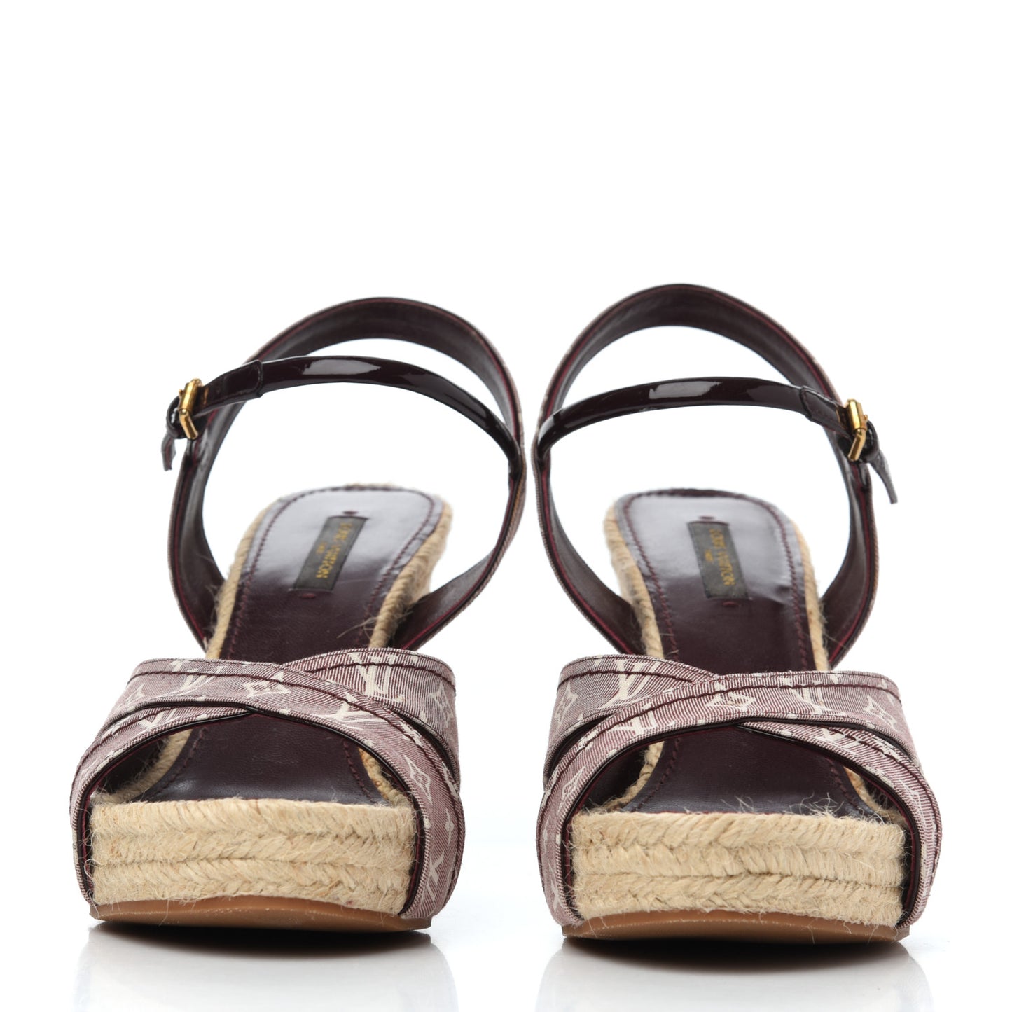 Monogram Idylle Majorca Espadrille Wedge Sandals 40 Sepia