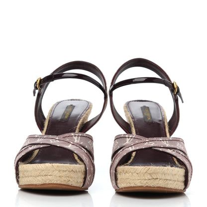 Louis Vuitton Monogram Idylle Majorca Espadrille Wedge Sandals 40 Sepia 2 of 22