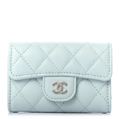 Chanel Caviar Quilted Classic 4 Key Holder Wallet Light Blue 1 of 9